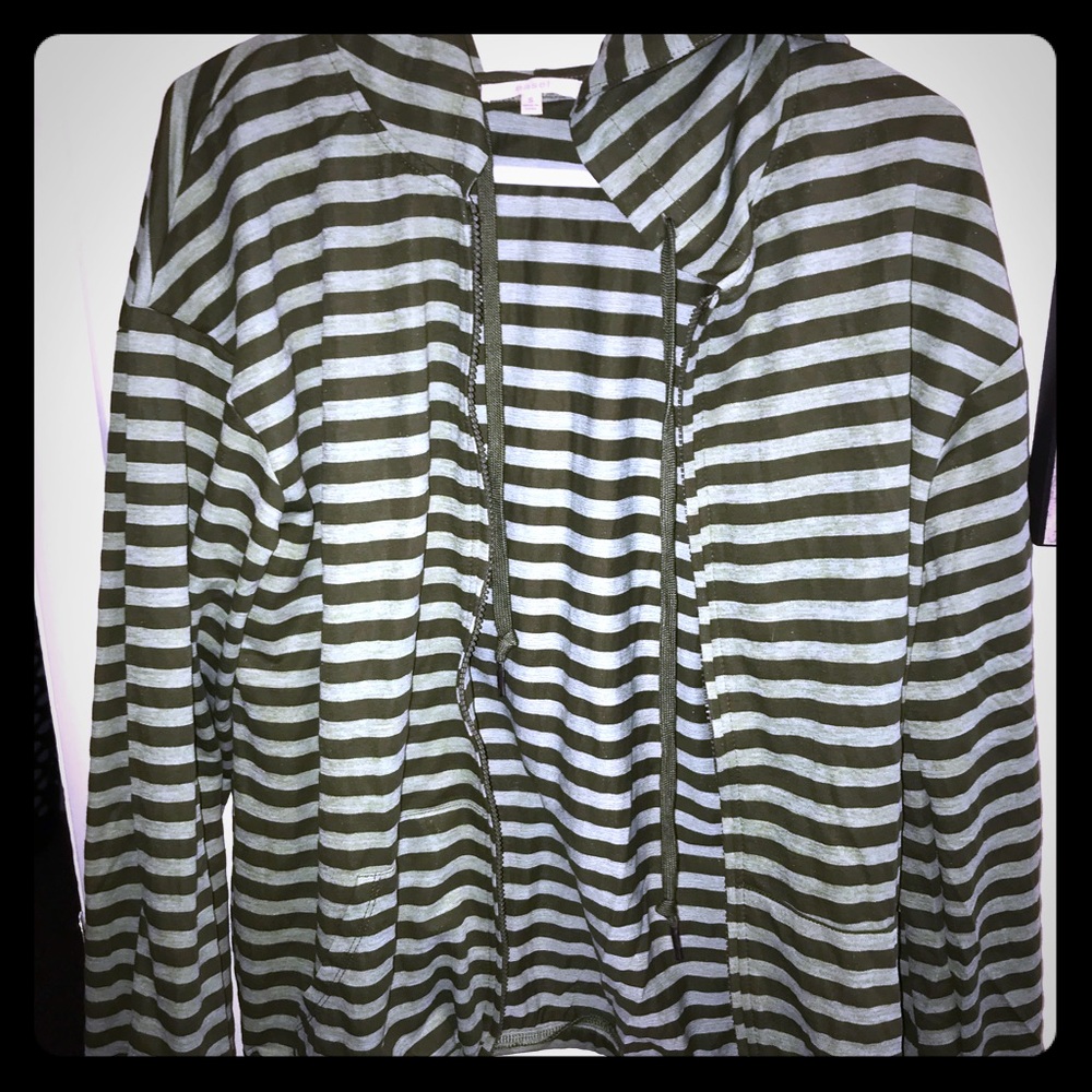 Easel nwot striped olive zipper hoodie